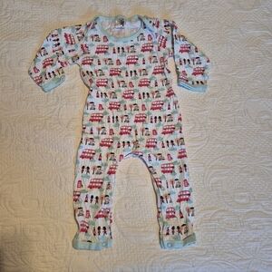 Little Red Bus boys or girls 6-12 months romper super cute London design VGUC